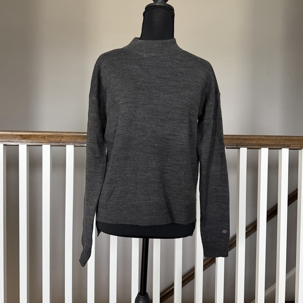 Calia NWT Medium Gray Sweater Mock Neck Top Hi-Low Hem Minimalist